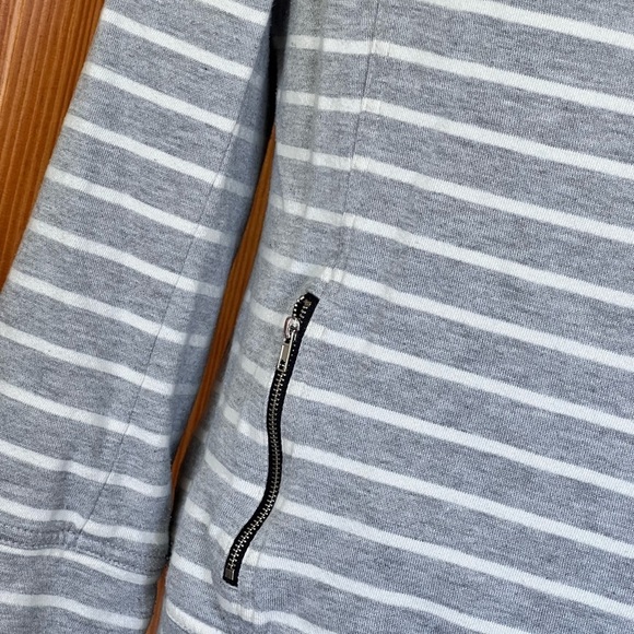 Pixley Large Grey White Stripe Thick & Cozy Motorcycle Jacket Bikercore - Picture 6 of 12